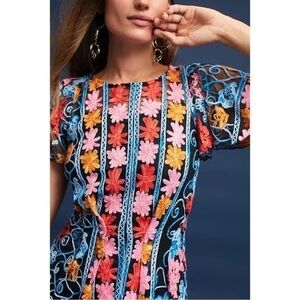 Eva Franco Embroidered Mesh Dress